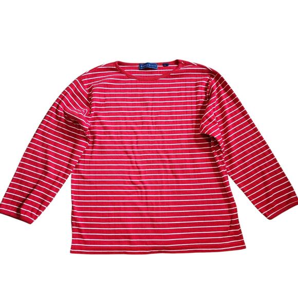 Karen Scott Womens Pullover Sweater Size XL Red White Striped 3/4 Sleeve - Picture 1 of 9